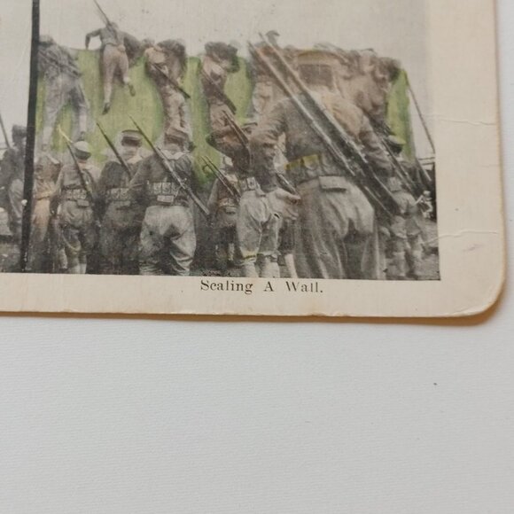 Antique Stereograph Card "Sealing a Wall" Troops Military World War - Picture 2 of 3